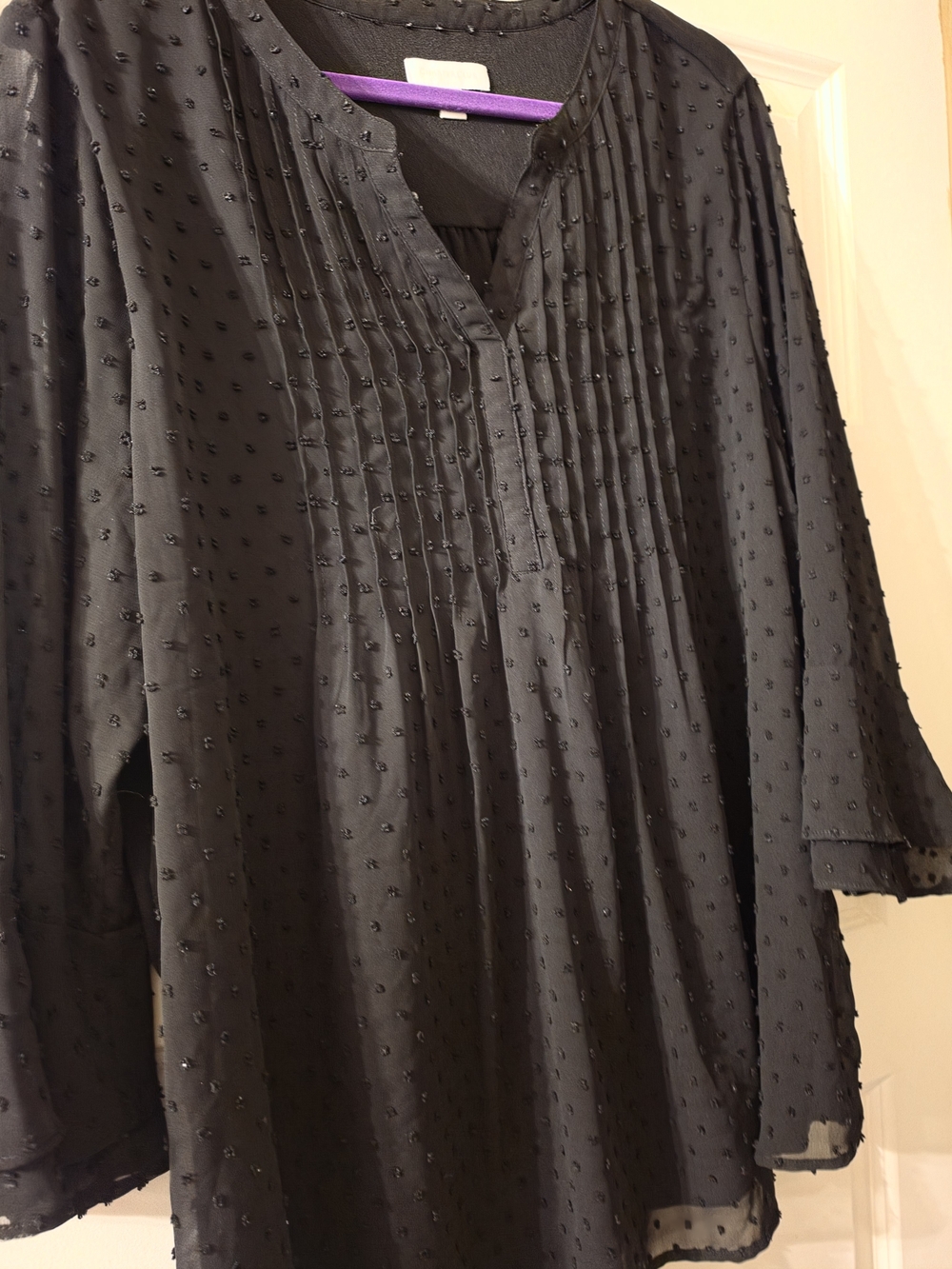 Charter Club Black Top with Dotted Texture Detail